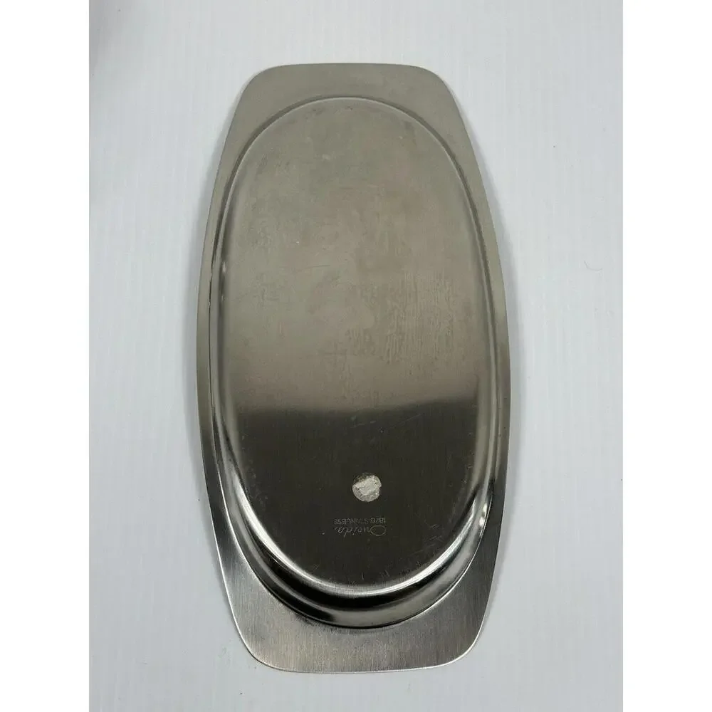 Oneida‎ Custom 18/8 Stainless Steel Cream Sugar Set with Tray With Black Inlay